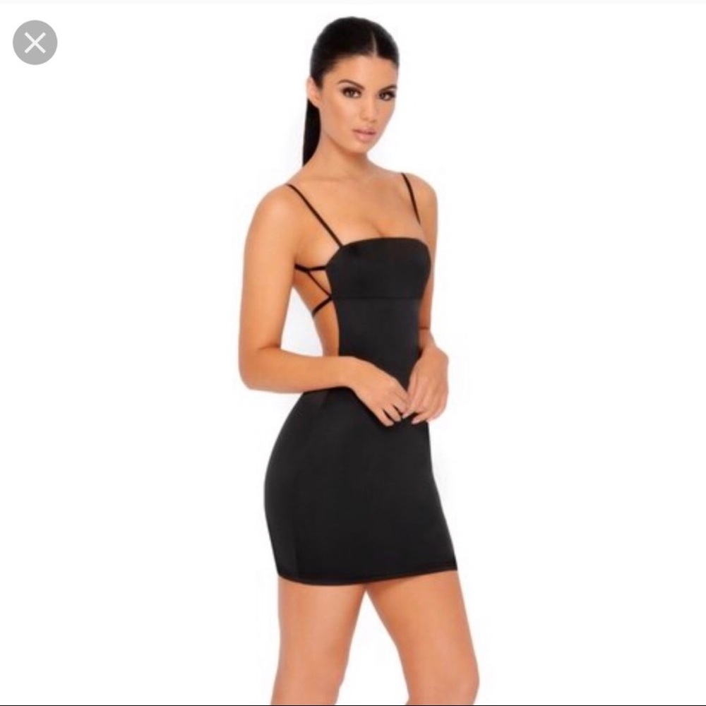 Oh Polly Black Satin Dress - Picture 2 of 5